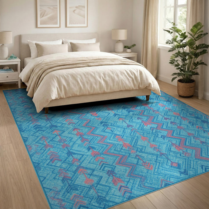 Blue Arrow Chevron Area Rug