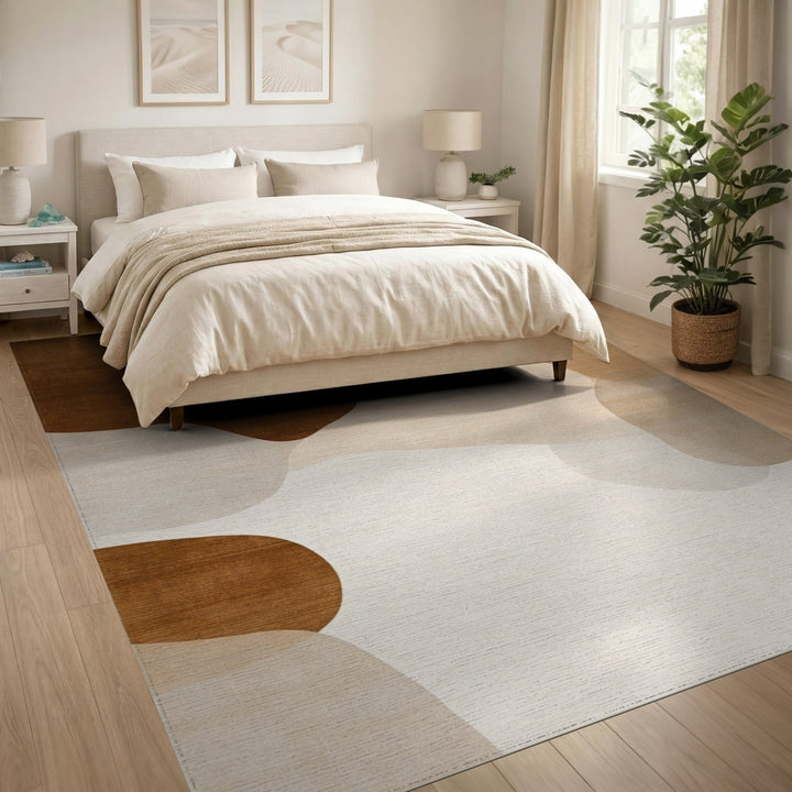 Earthy Abstract Brown Abstract Area Rug