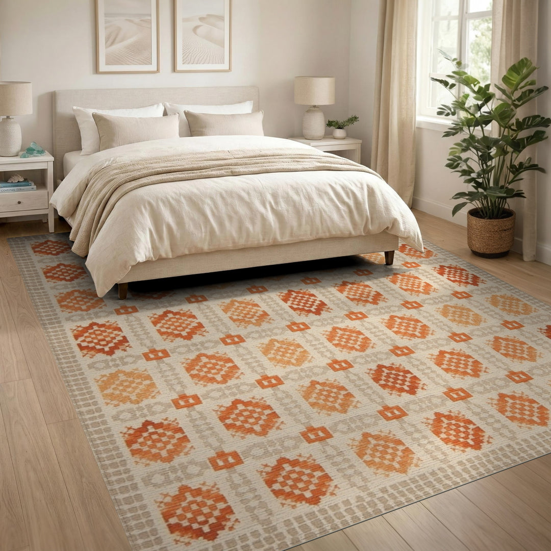Orange Southwestern Geometric Area Rug