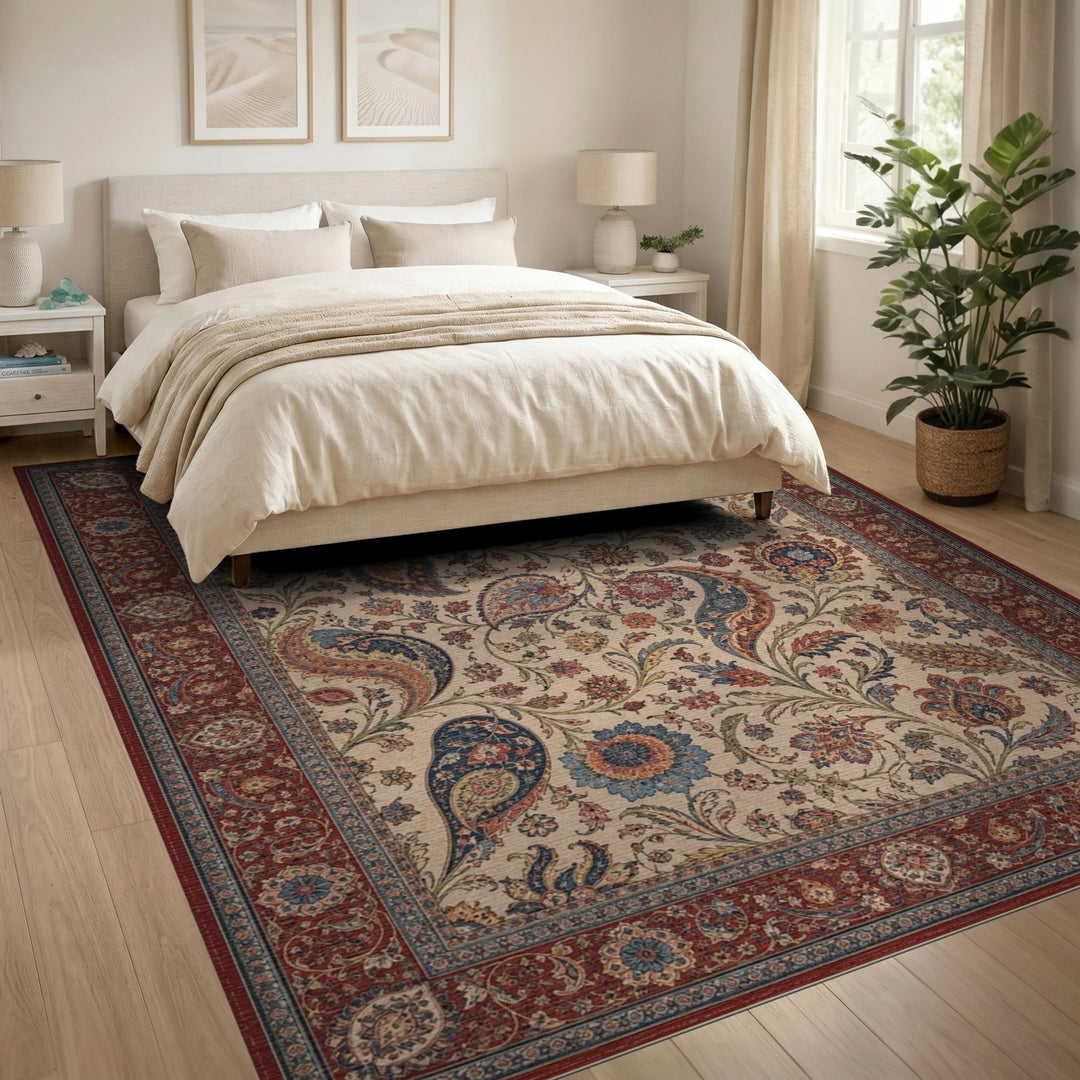 Traditional Persian Red Paisley Floral Area Rug
