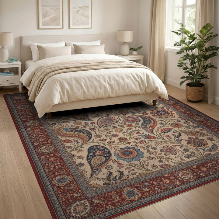 Traditional Persian Red Paisley Floral Area Rug