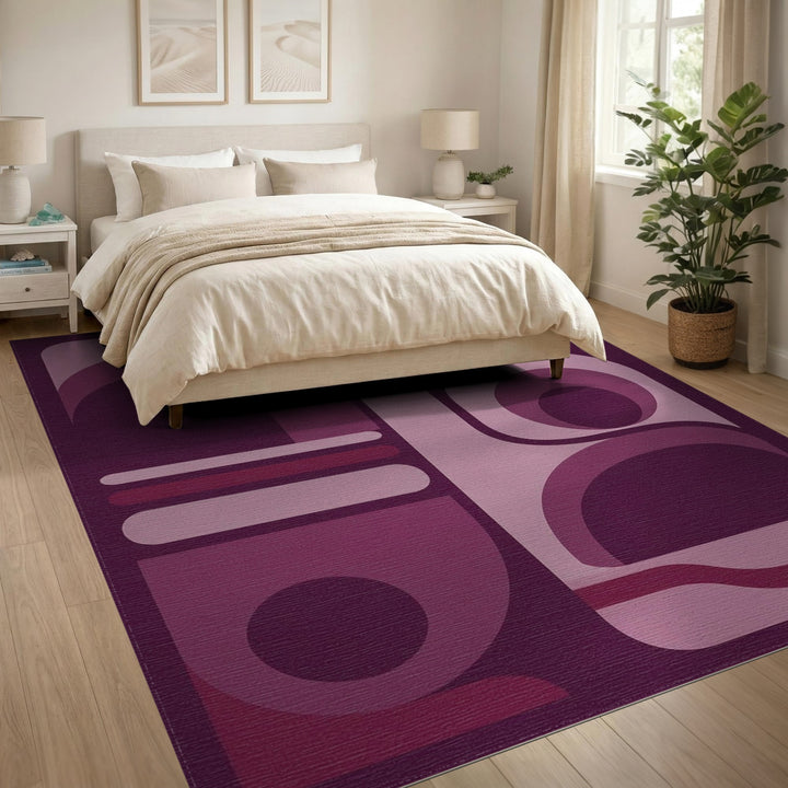 Abstract Purple Geometric Area Rug