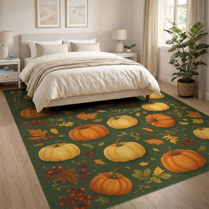 Multi-color and Patterns Fruit Pattern Autumn Pumpkin Harvest Area Rug