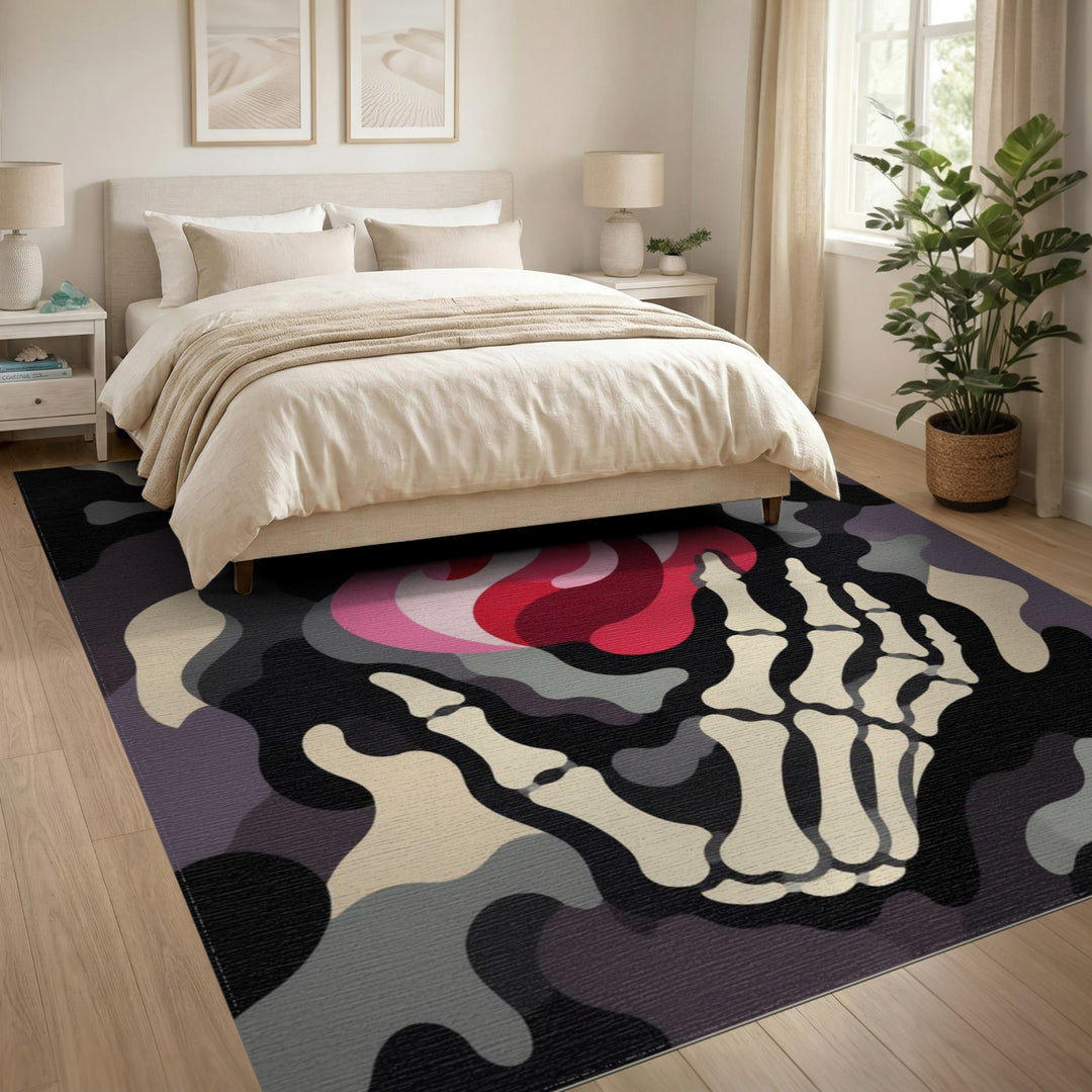 Skeleton Flame Camo Area Rug