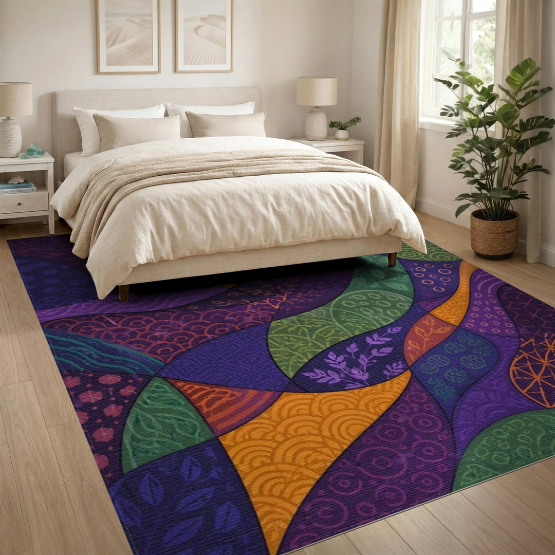 Multi-color and Patterns Abstract Area Vibrant Multi-Color Abstract Swirl Area Rug