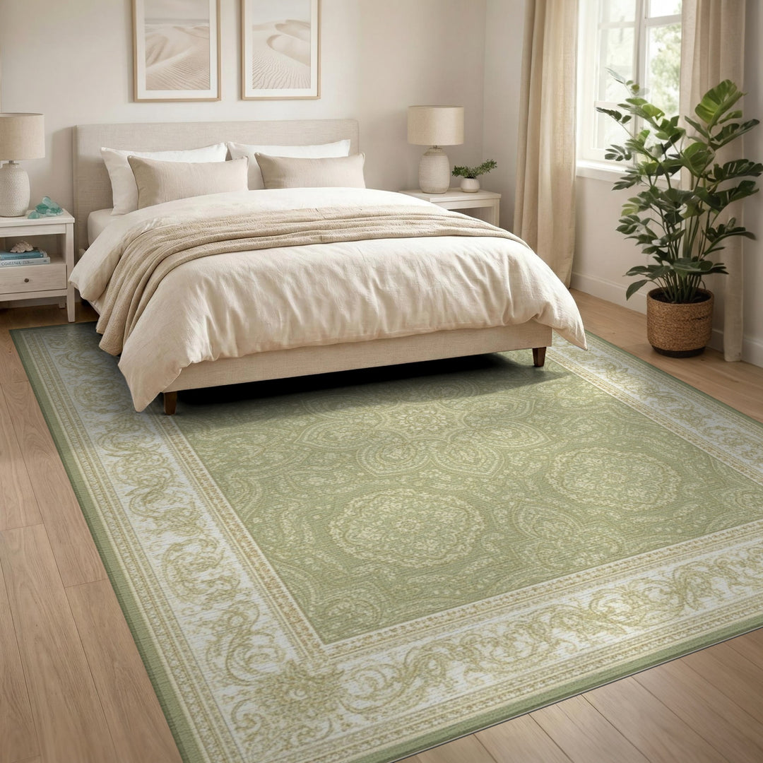 Traditional Persian Sage Green Persian Floral Area Rug
