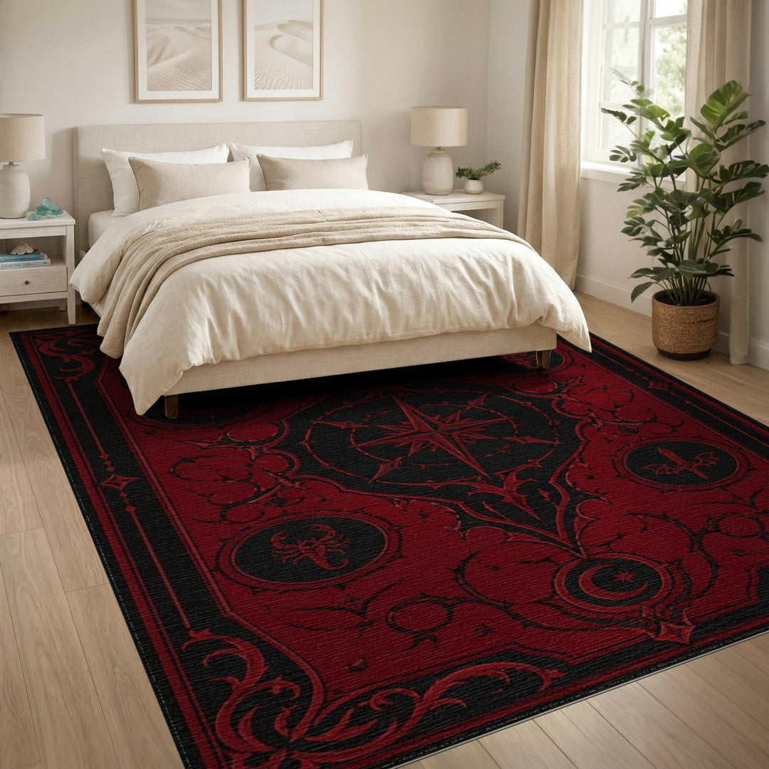 Red Mystical Medallion Heritage Area Rug