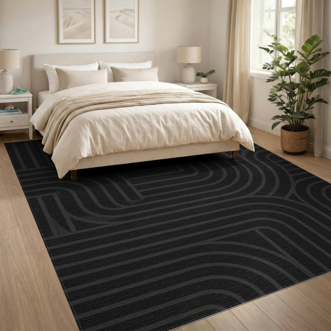 Modern Geometric Black Area Rug