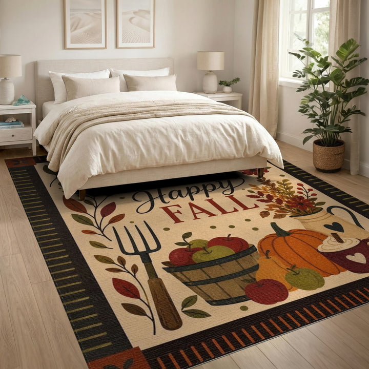Happy Fall Pumpkin Harvest Area Rug