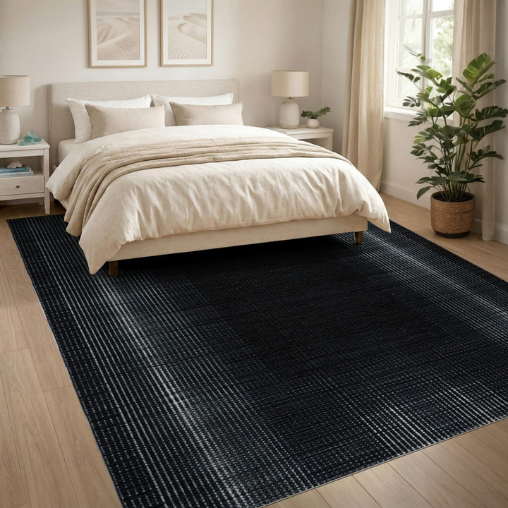 Black White Geometric Plaid Black and White Area Rug
