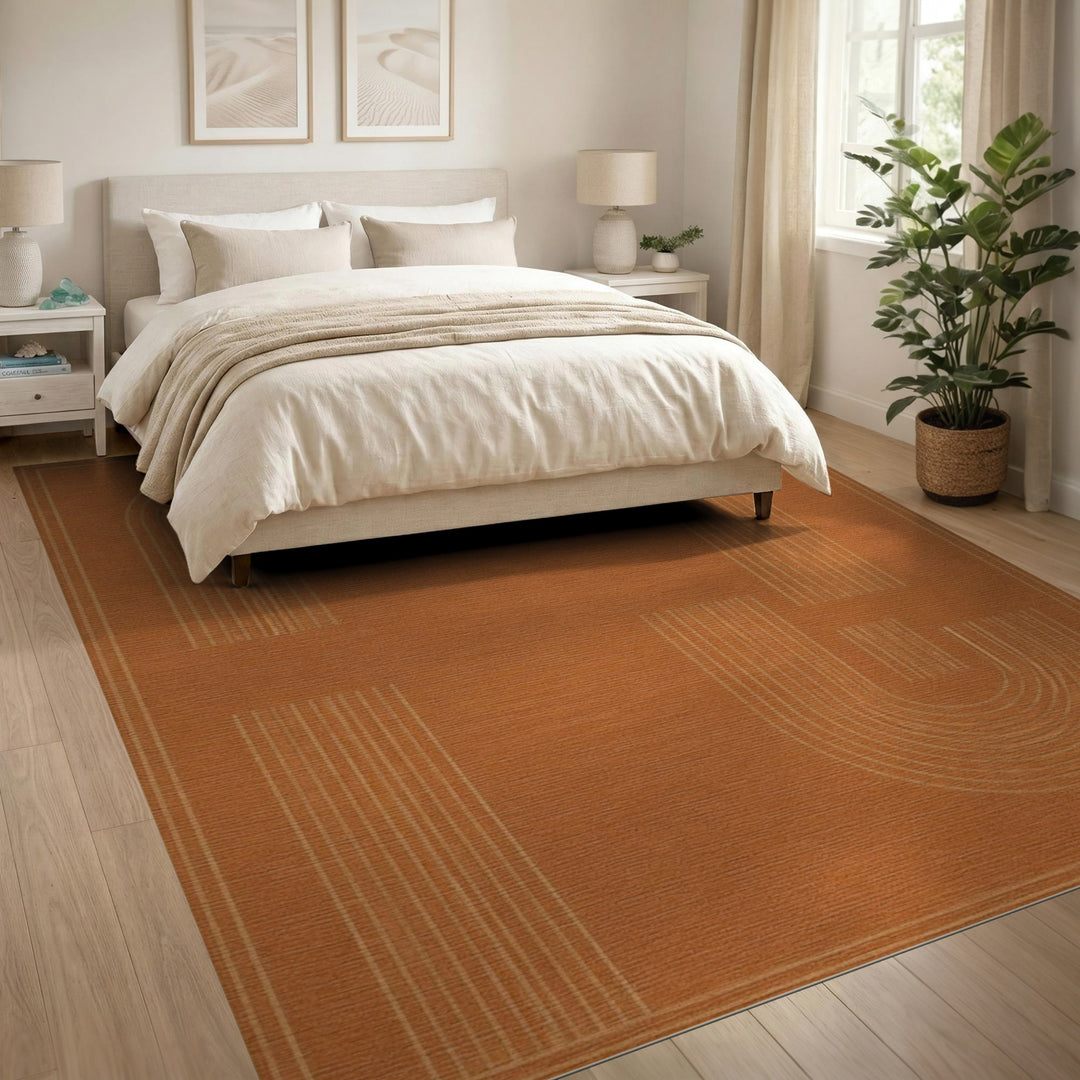 Arch Orange Geometric Arch Area Rug
