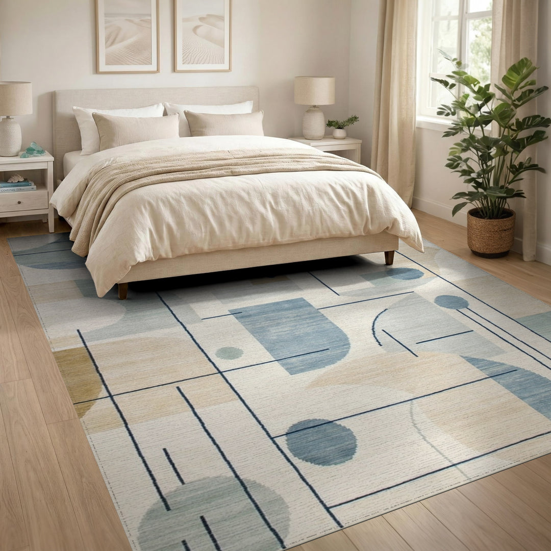 Blue Geometric Area Rug