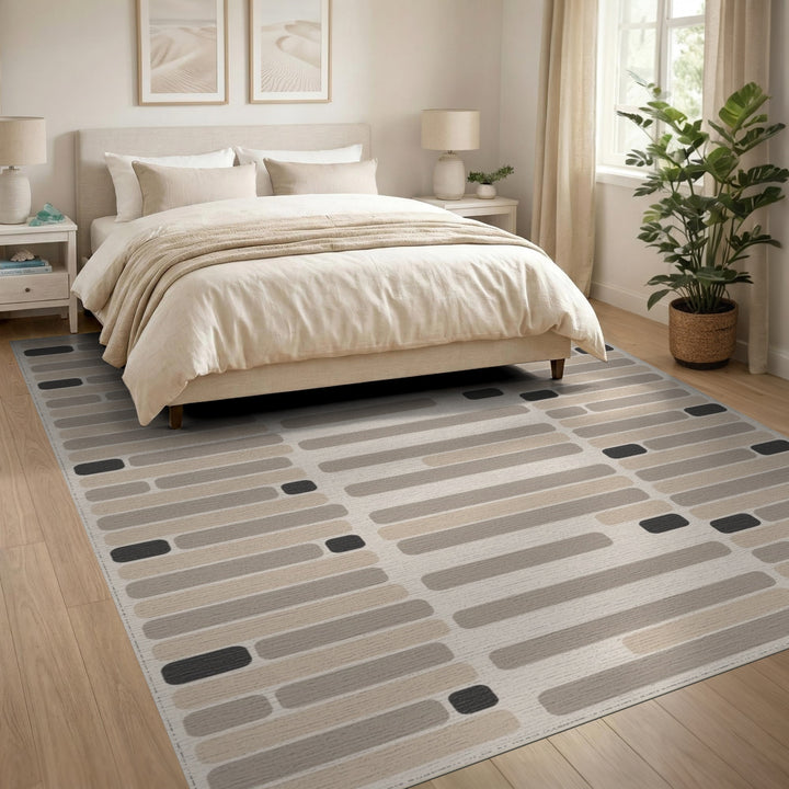 Beige Geometric Modern Area Rug