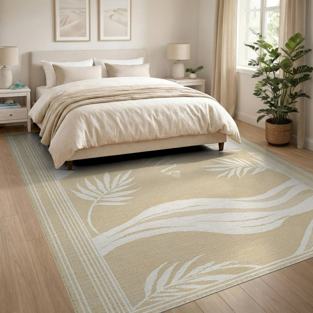 Beige Coastal Surfboard Wave Area Rug