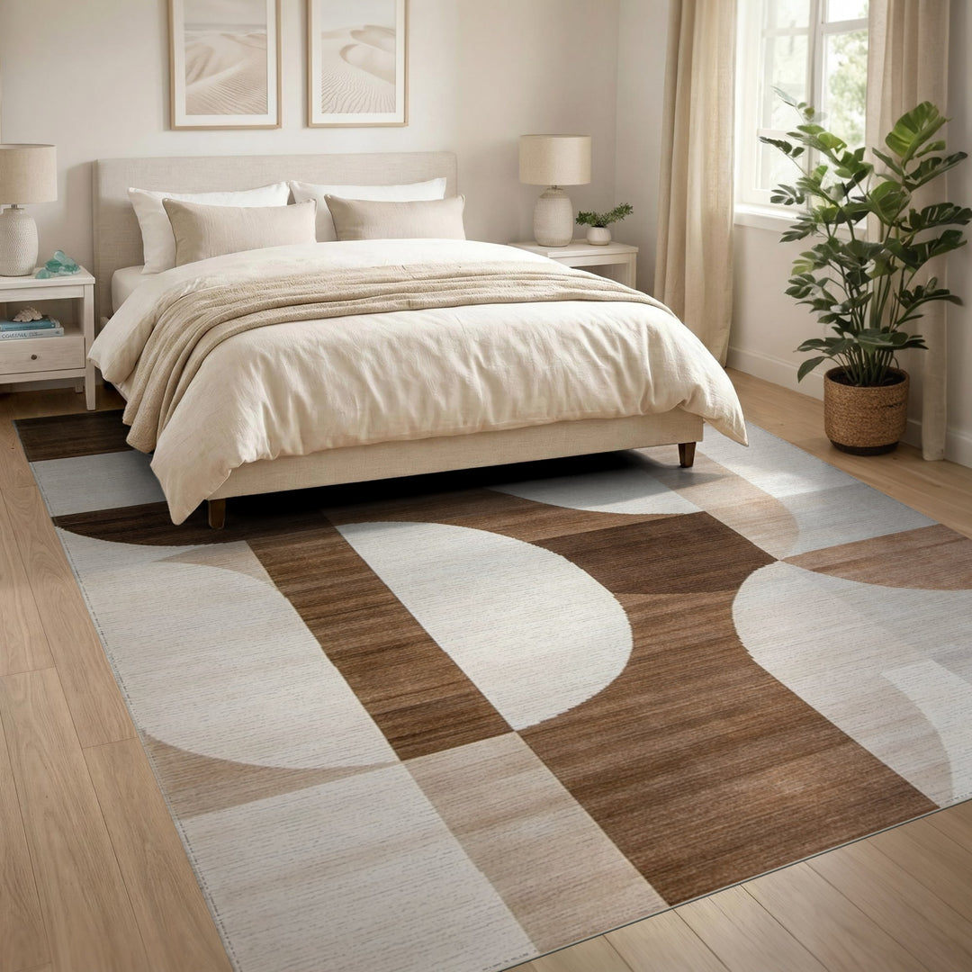 Modern Geometric Brown Area Rug