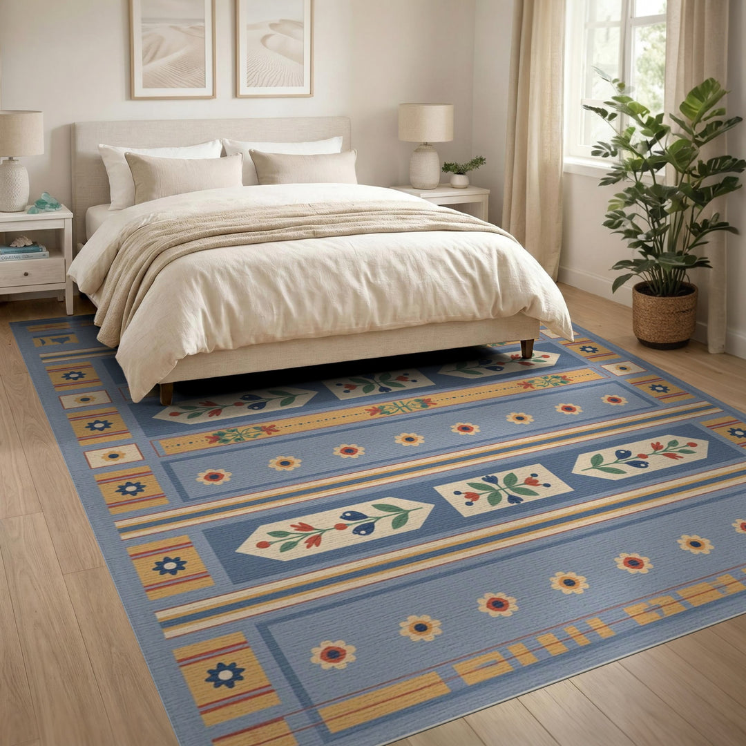 Blue Floral Heritage Area Rug