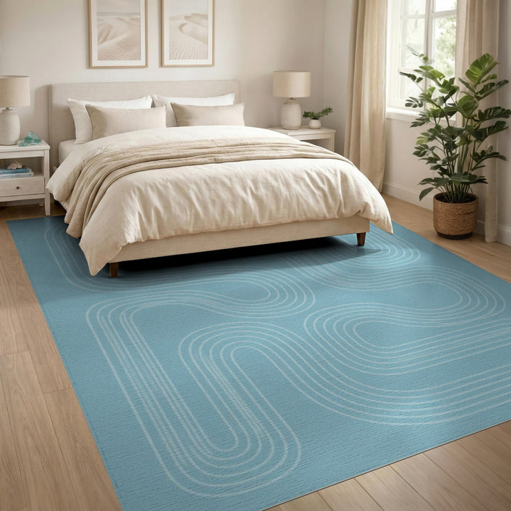 Blue Wave Abstract Area Rug