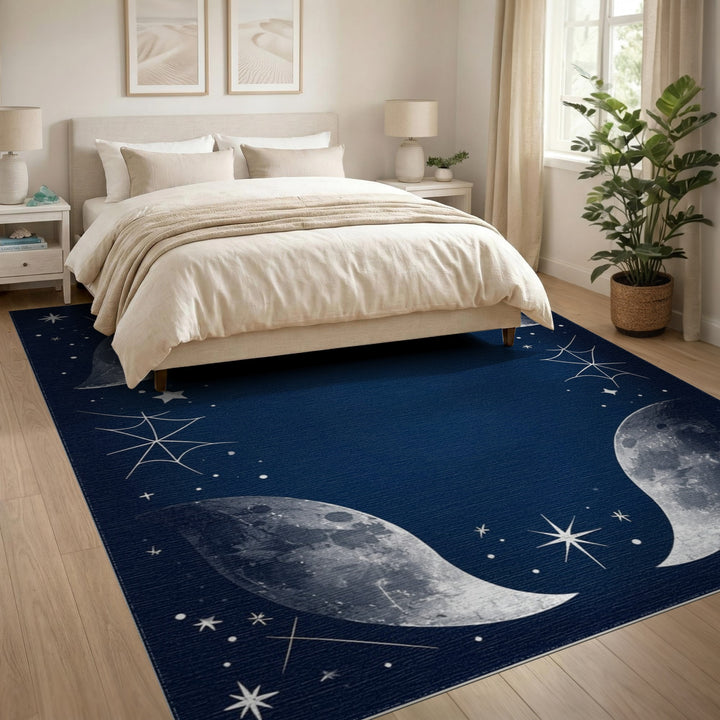 Crescent Moons Celestial Area Rug