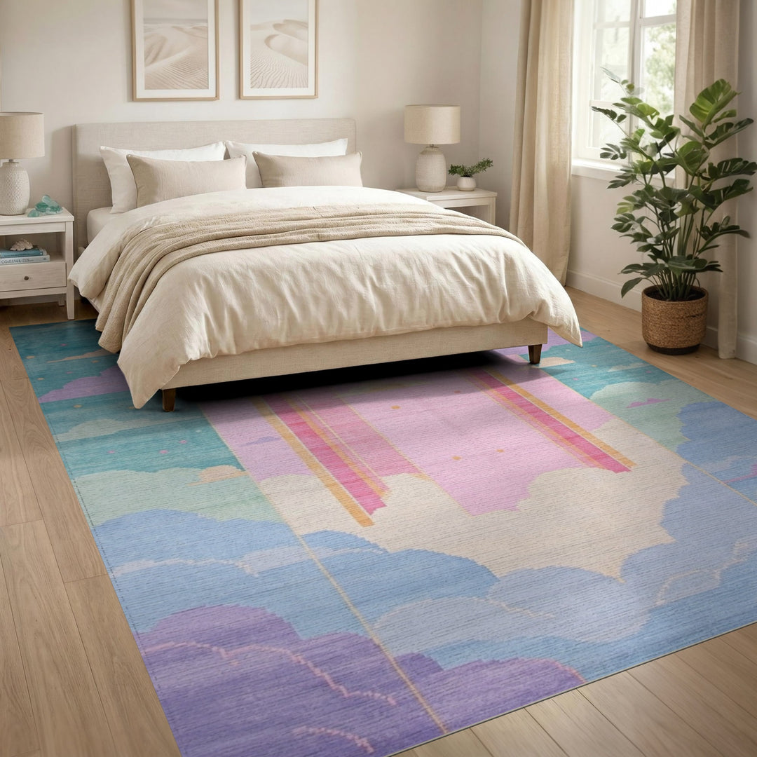 Rainbow Arch Cloud Kids Area Rug
