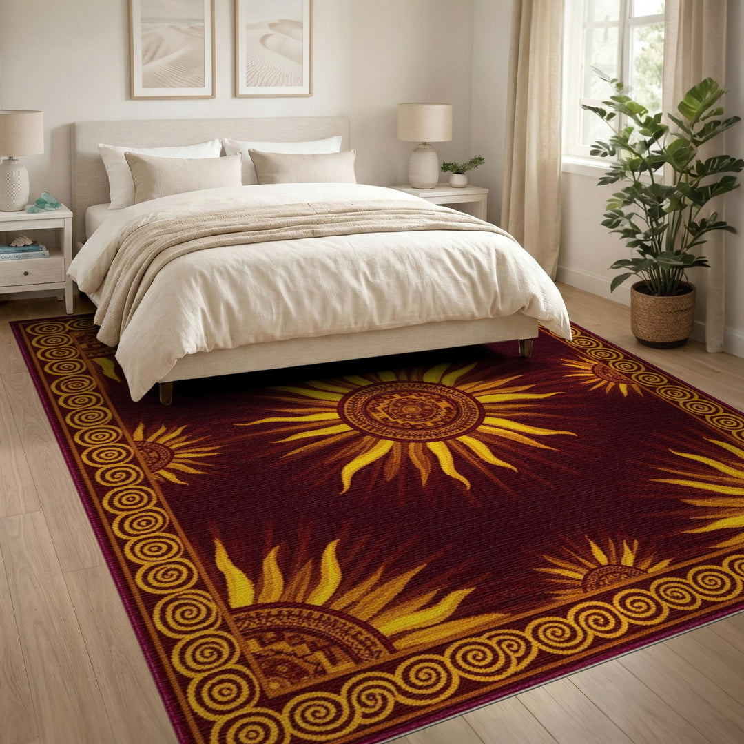 Red Southwestern Sunburst Area Rug