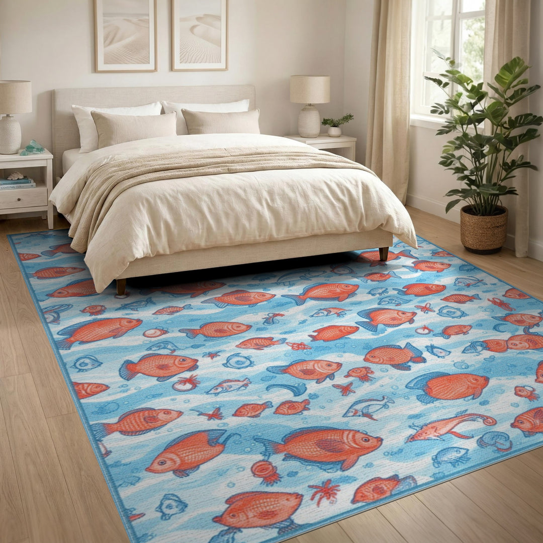 Ocean Fish Washable Area Rug