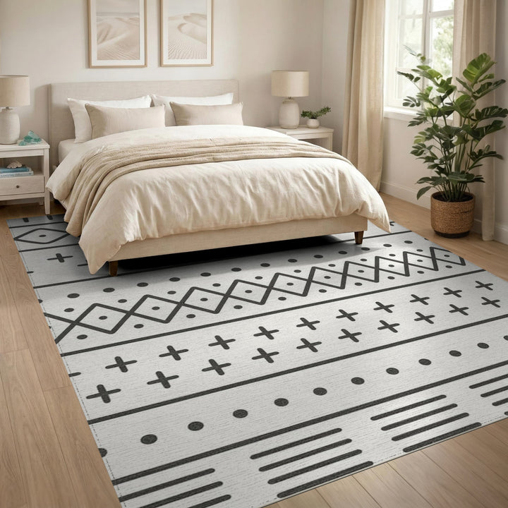Black White Geometric Area Rug