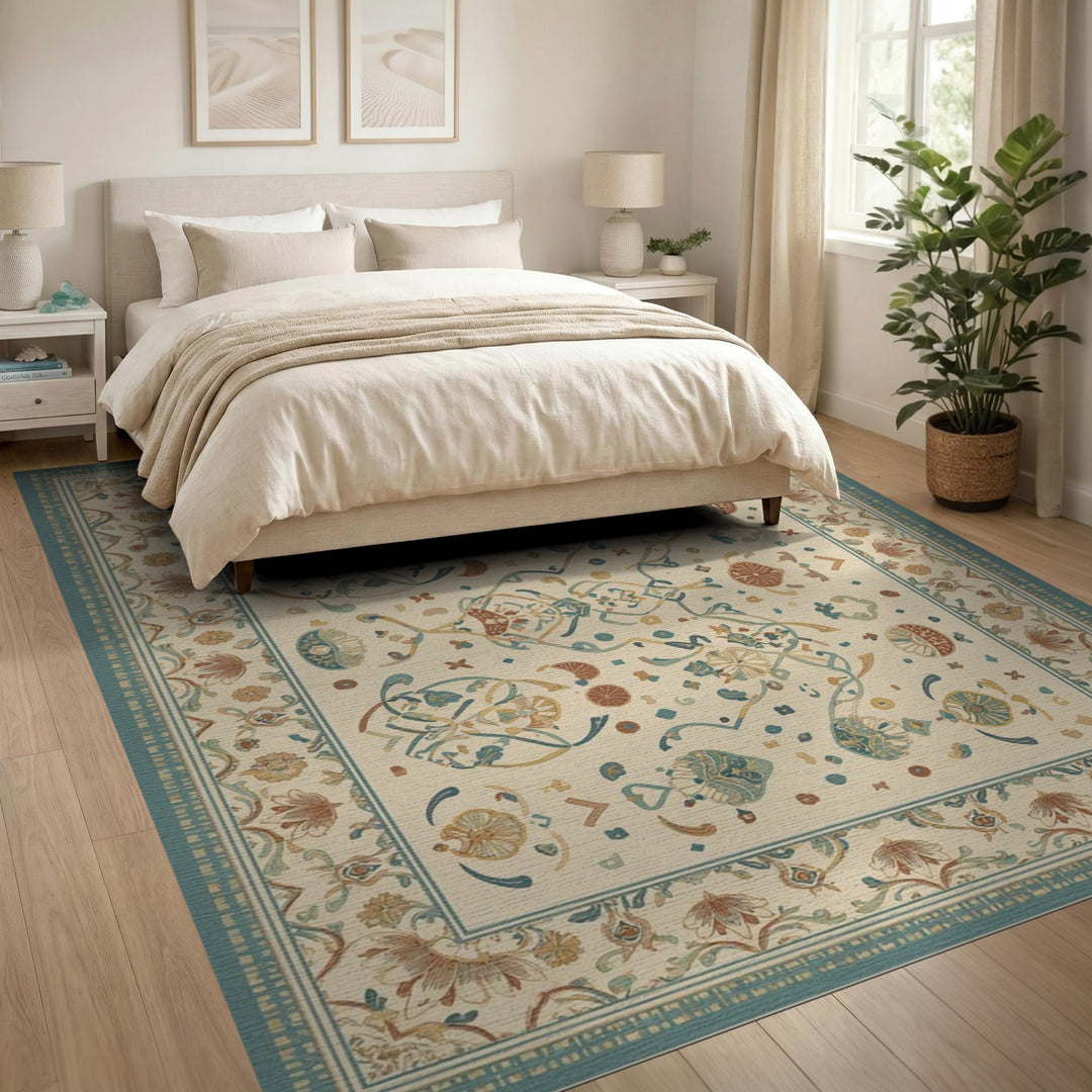 Beige Floral Vintage Area Rug