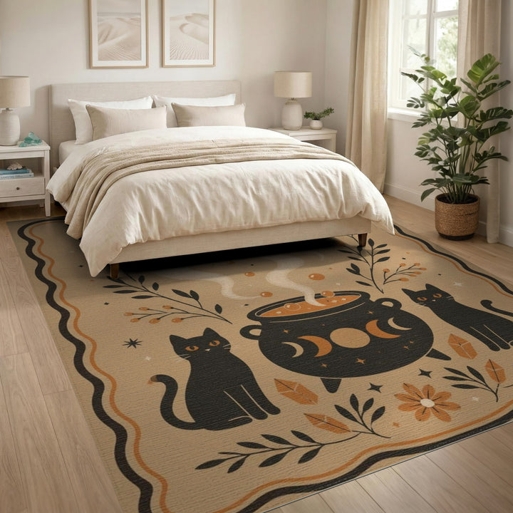 Ghost Cat Cauldron Washable Area Rug