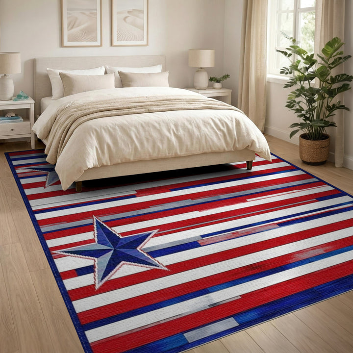 Distressed Patriotic Star Area Rug