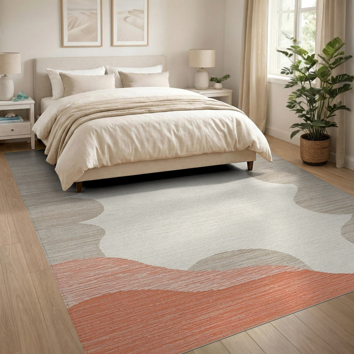 Wave Abstract Orange Wave Area Rug