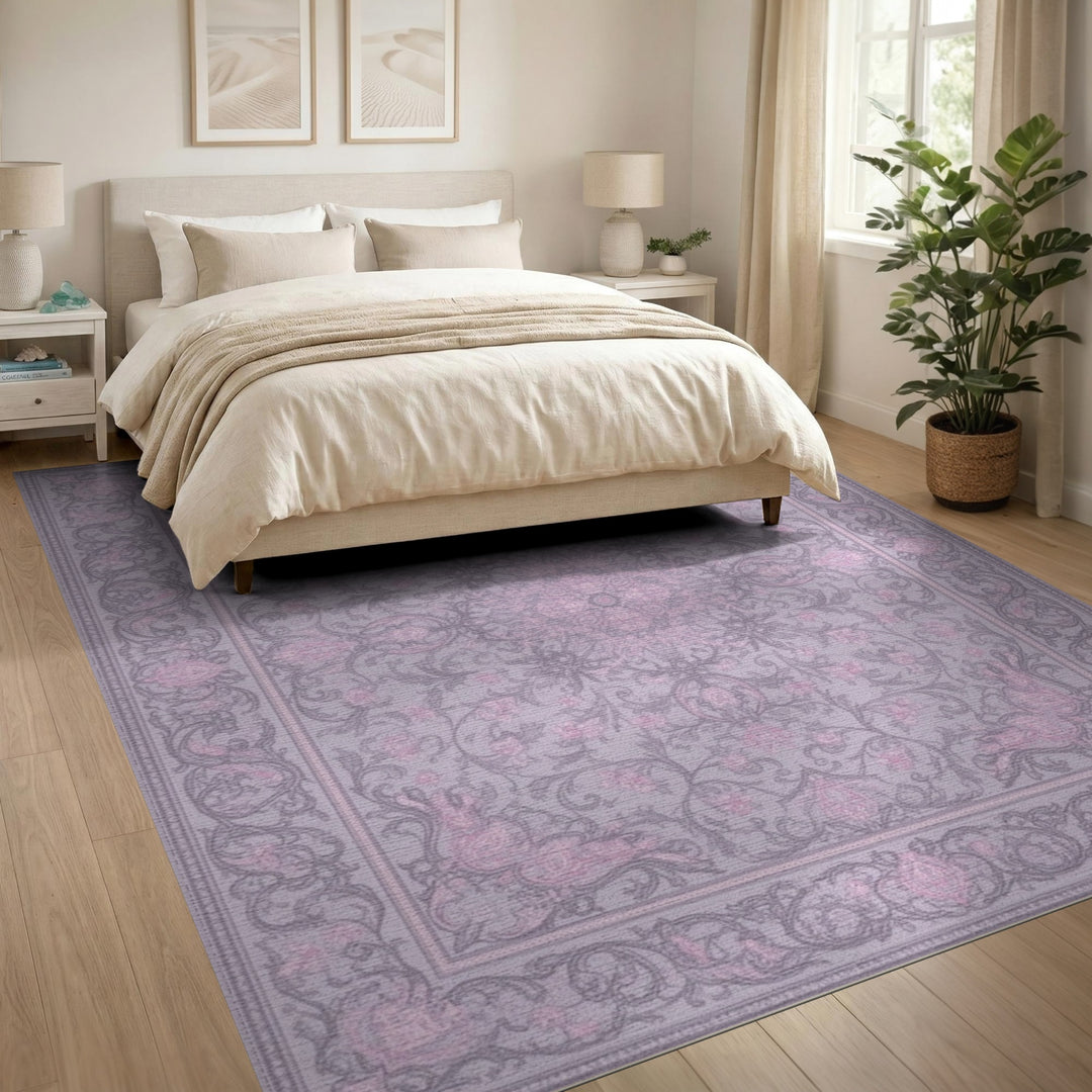 Purple Floral Vintage Area Rug