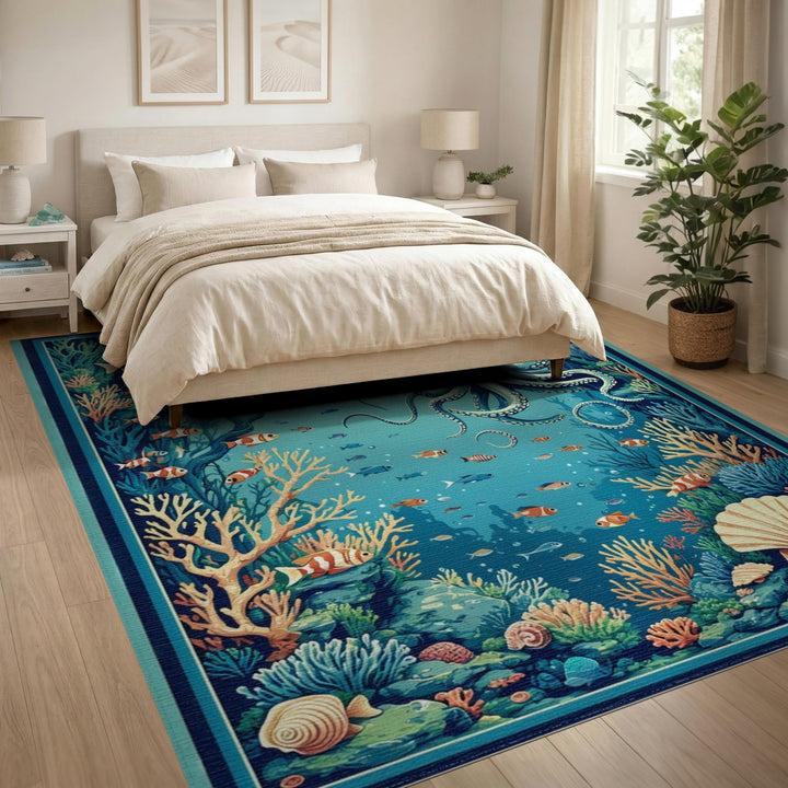 Octopus Reef Washable Area Rug