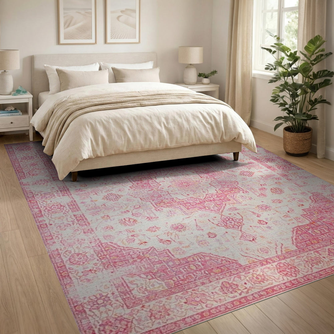 Pink Distressed Vintage Area Rug