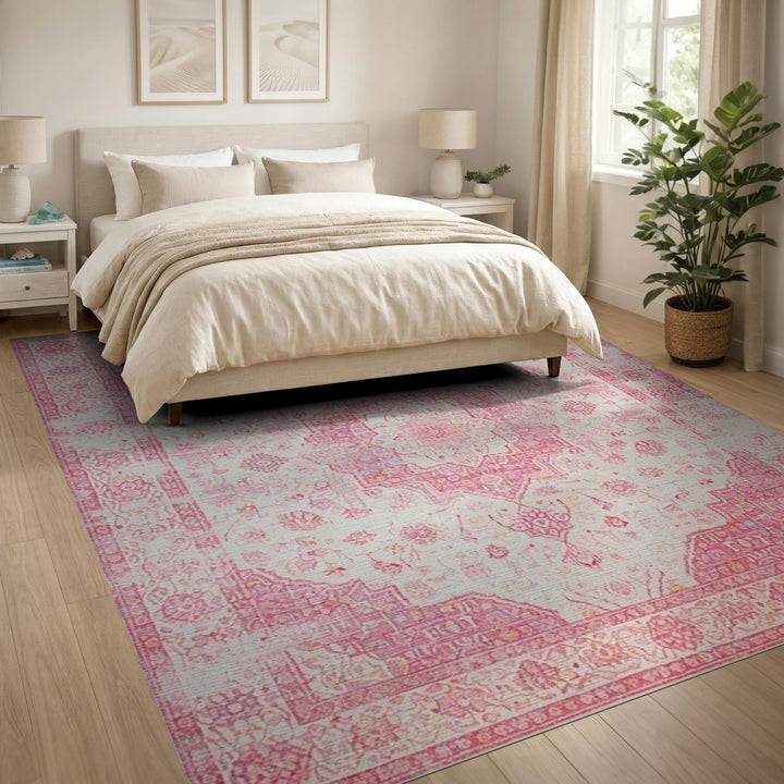 Pink Distressed Vintage Area Rug