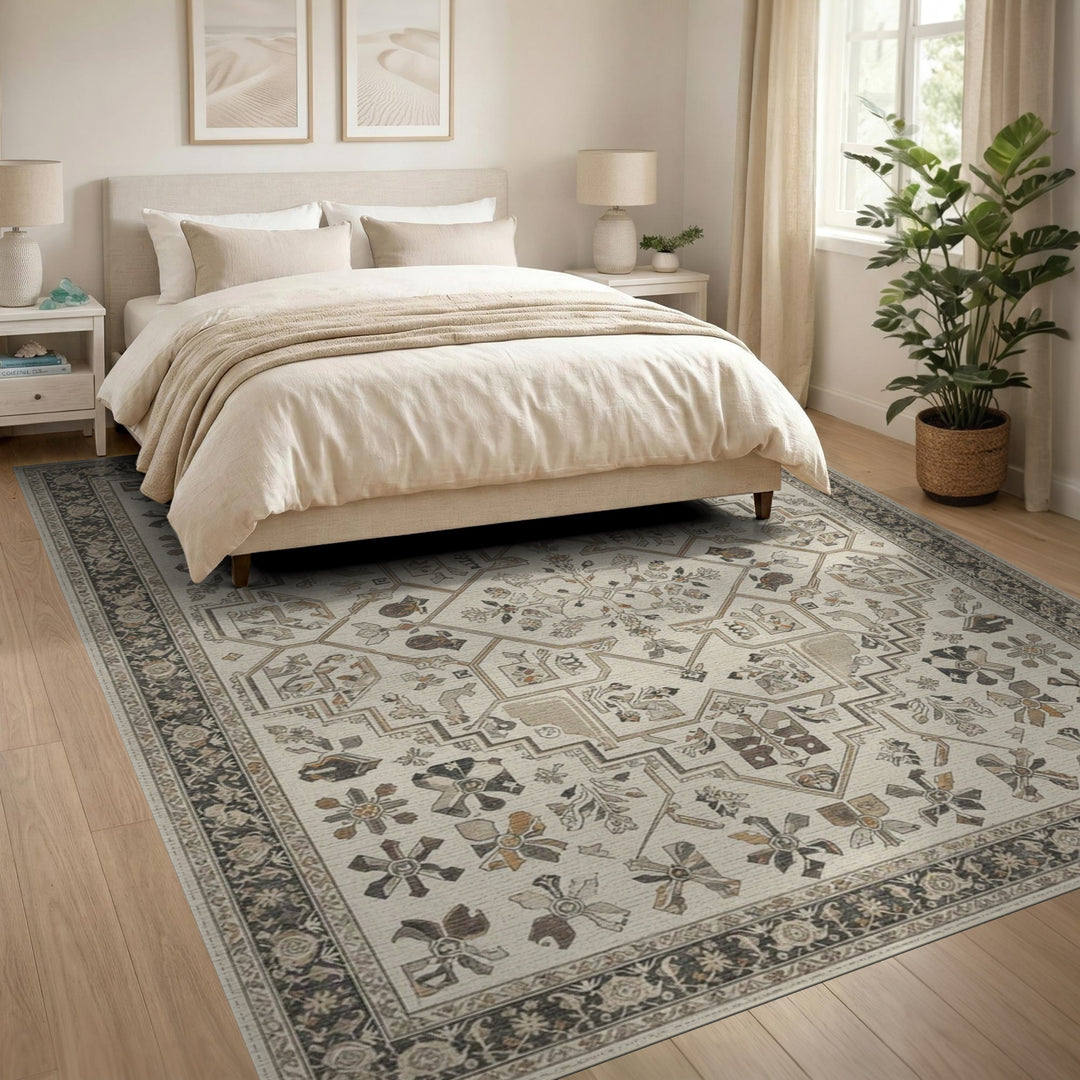 Beige Neutral Traditional Persian Area Rug