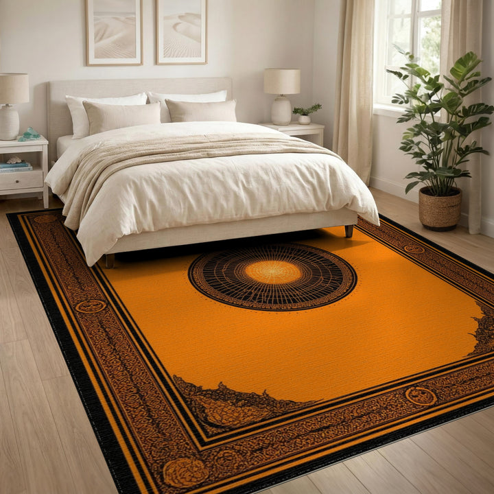 Orange Geometric Mandala Area Rug