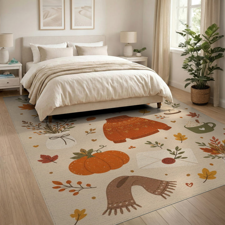 Cozy Autumn Sweater Beige Area Rug