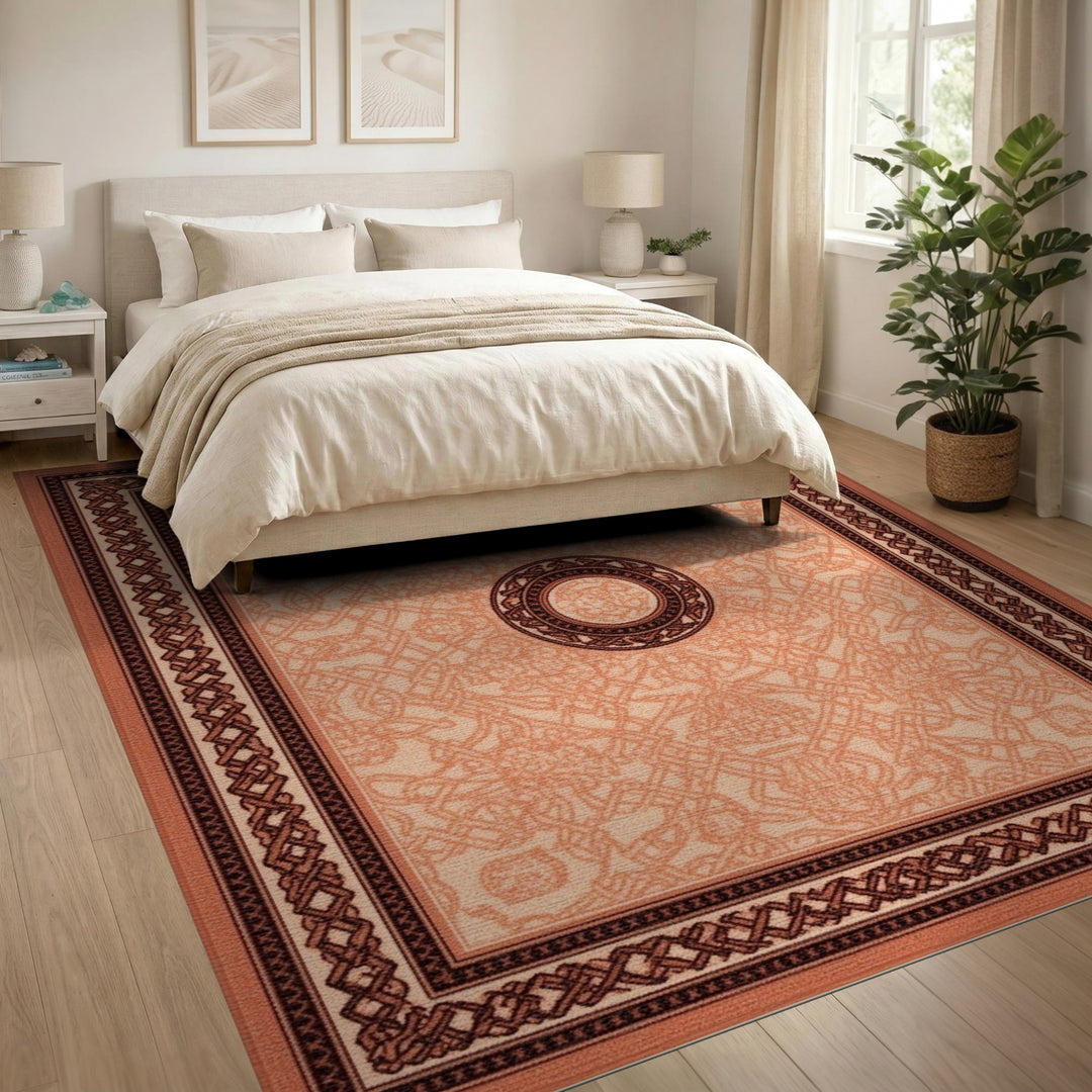 Orange Traditional Persian Orange Traditional Persian Medallion Rug