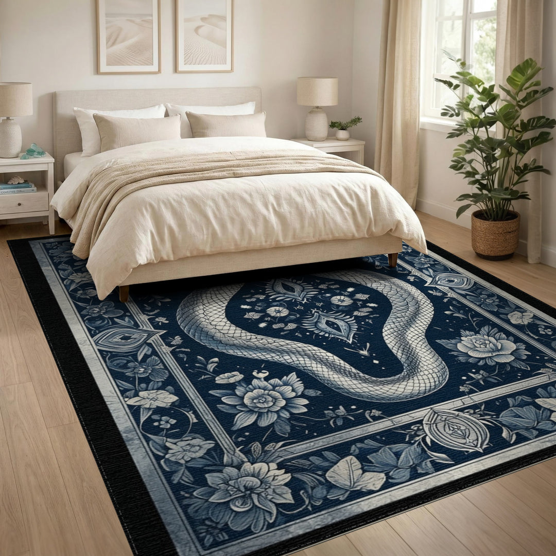 Blue Serpent Floral Area Rug