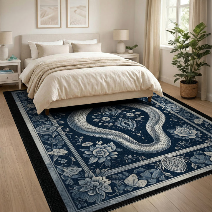 Blue Serpent Floral Area Rug