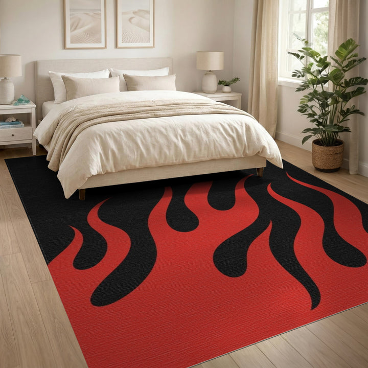 Red Flame Washable Area Rug