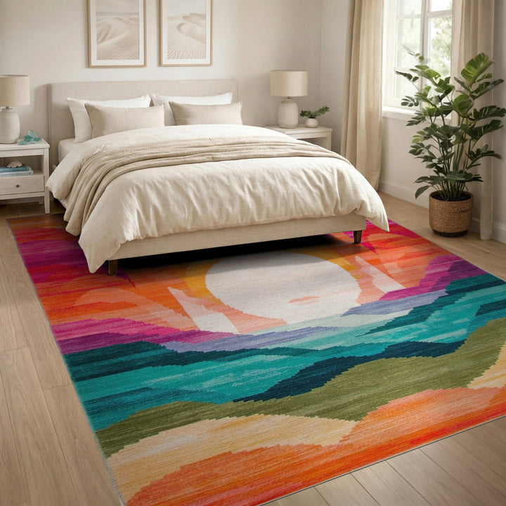 Vibrant Sunset Abstract Area Rug