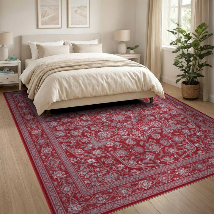 Red Traditional Persian Floral Area Rug