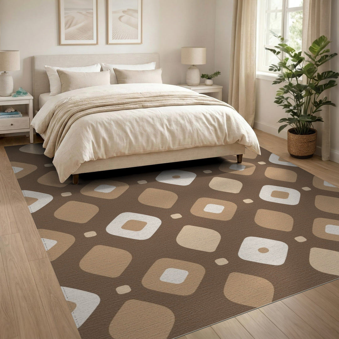 Brown Geometric Diamond Geometric Modern Area Rug