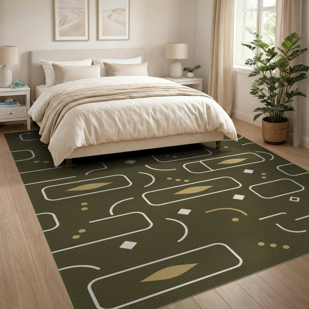 Green Geometric Modern Area Rug