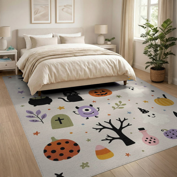 Halloween Cartoon Ghost Pumpkin Kids Rug