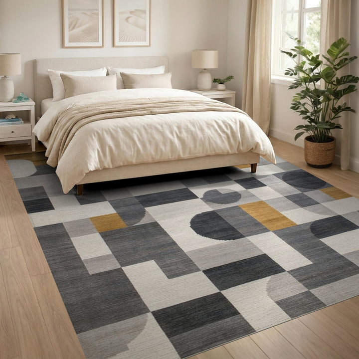 Grey Geometric Modern Area Rug