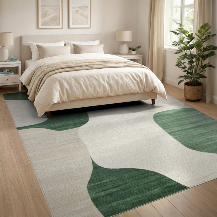 Green Organic Abstract Area Rug