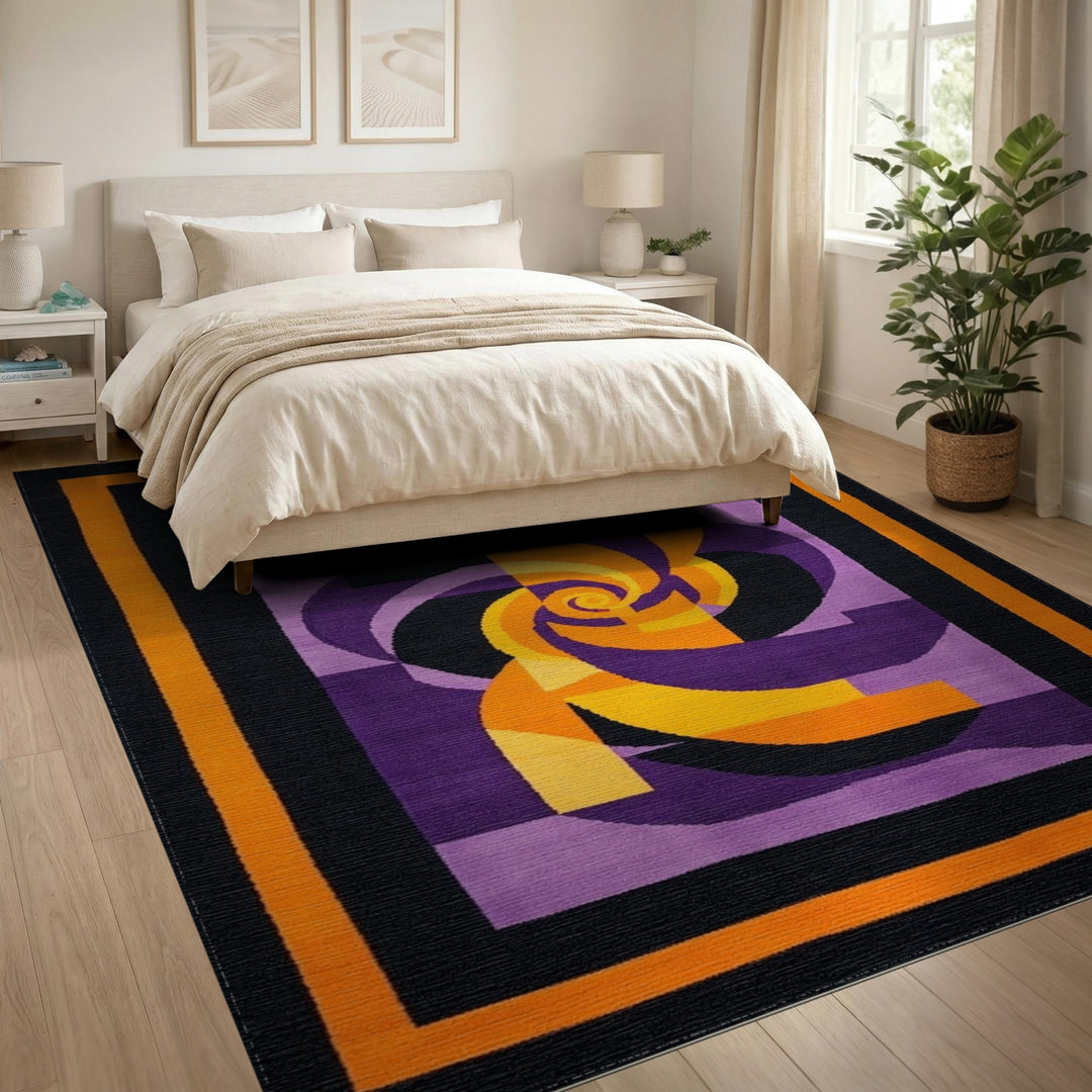 Purple Geometric Spiral Area Rug