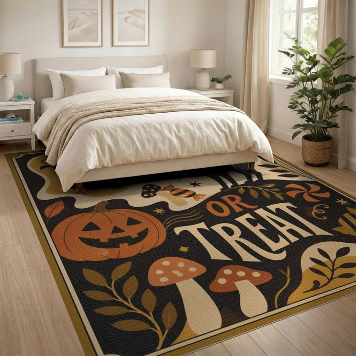 Vintage Trick or Treat Halloween Area Rug